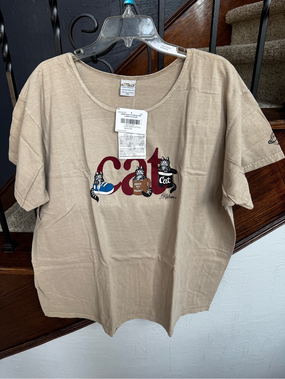 NEW NWT XXL B. Kliban Hawaii Crazy Shirts Hawaii Cat Tee Coffee Sneaker Shirt - Picture 2 of 13